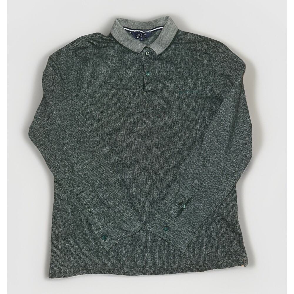 Ben Sherman Men’s Long Sleeve Polo Shirt Medium Green Knit Casual Smartwear